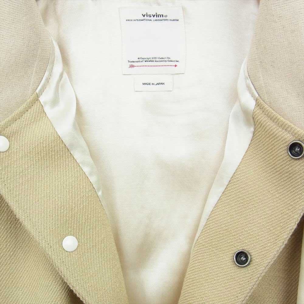 VISVIM ビズビム 20AW 0120205013021 VARSITY SB JKT WOOL バーシティ スタジアム ジャケット スタジャン ウール レザー ベージュ系 2【極上美品】【中古】