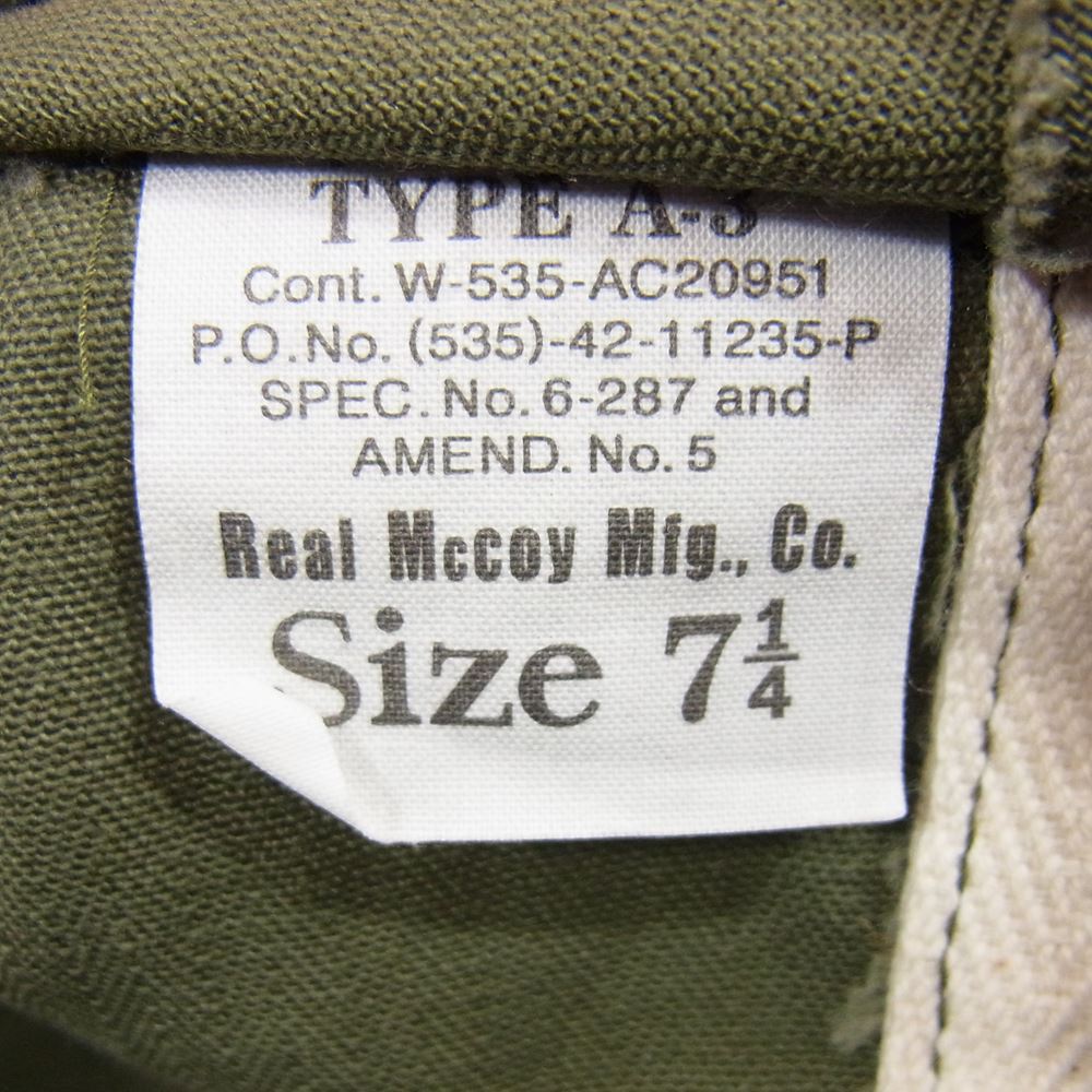 The REAL McCOY'S ザリアルマッコイズ MA16001 160 GREEN TYPE A-3 CAP コットン ミリタリー メカニカル キャップ カーキ系 7 1/4【美品】【中古】