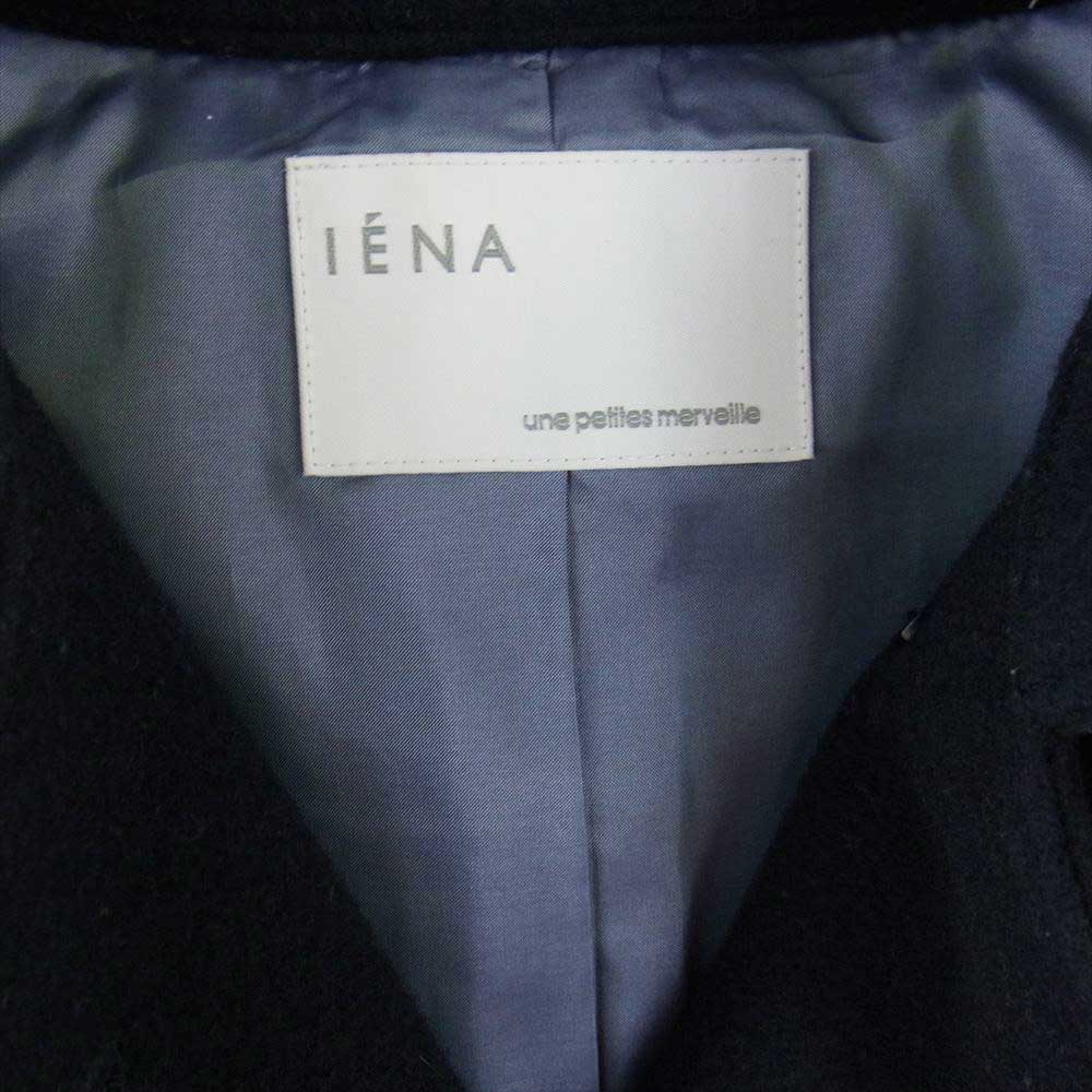 IENA イエナ 08-11-900-1070-3-0 革ボタン カウハイド レザーストラップ ウール ハーフコート ショート ジャケット ダークネイビー系 36【中古】