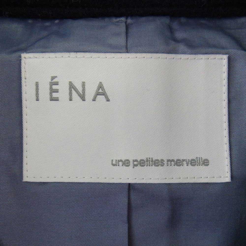 IENA イエナ 08-11-900-1070-3-0 革ボタン カウハイド レザーストラップ ウール ハーフコート ショート ジャケット ダークネイビー系 36【中古】