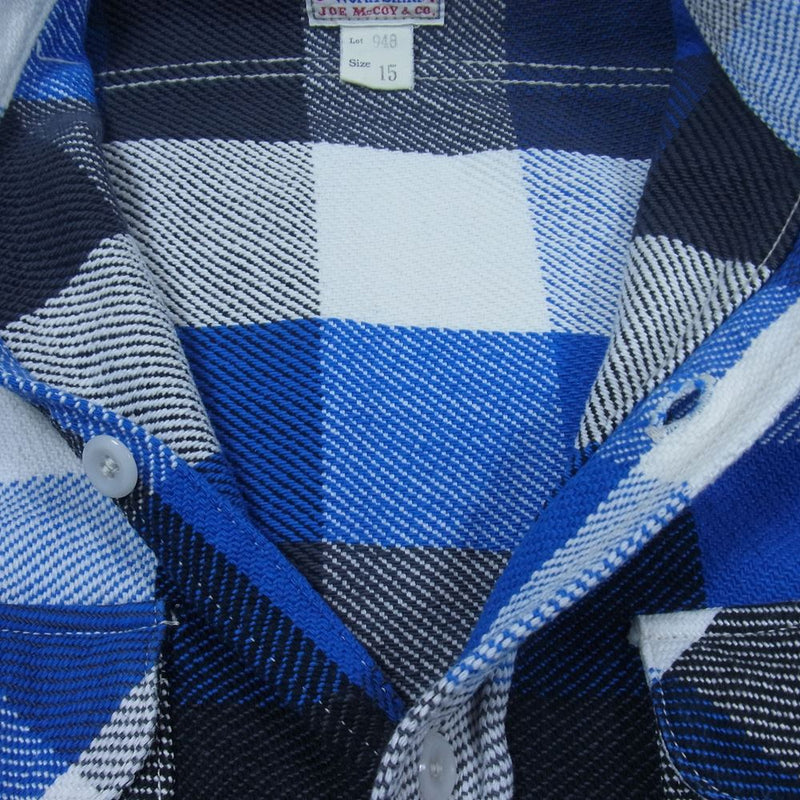 The REAL McCOY'S ザリアルマッコイズ MS15131 LOT.948 8HU FLANNEL SHIRT フランネル チェック 長袖 シャツ ブルー系 15【美品】【中古】