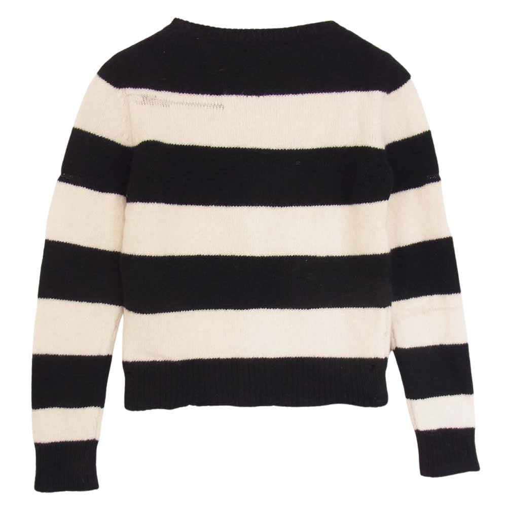 SAINT LAURENT サンローラン 15AW 399445 カシミヤ ボーダー ニット セーター ブラック系 XS【中古】
