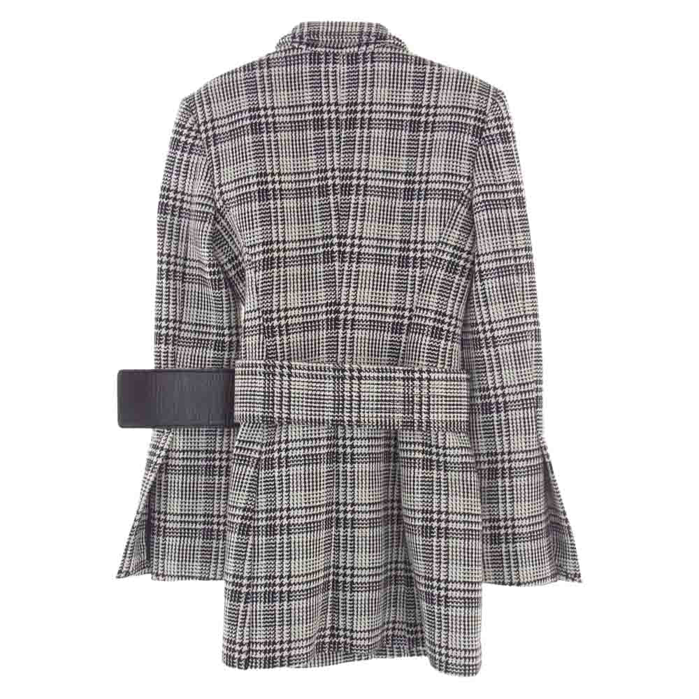 OFF-WHITE オフホワイト ベルト付き チェック コート ブラック系 ホワイト系【中古】
