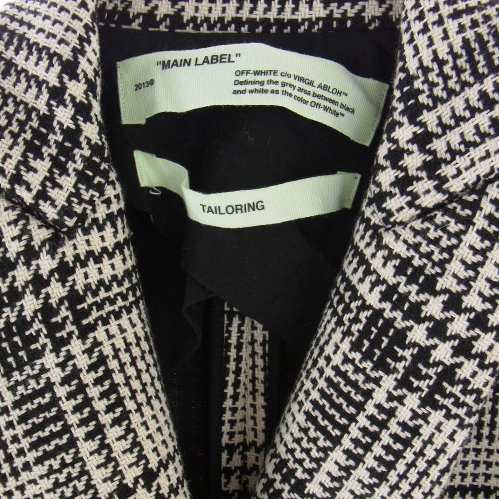 OFF-WHITE オフホワイト ベルト付き チェック コート ブラック系 ホワイト系【中古】