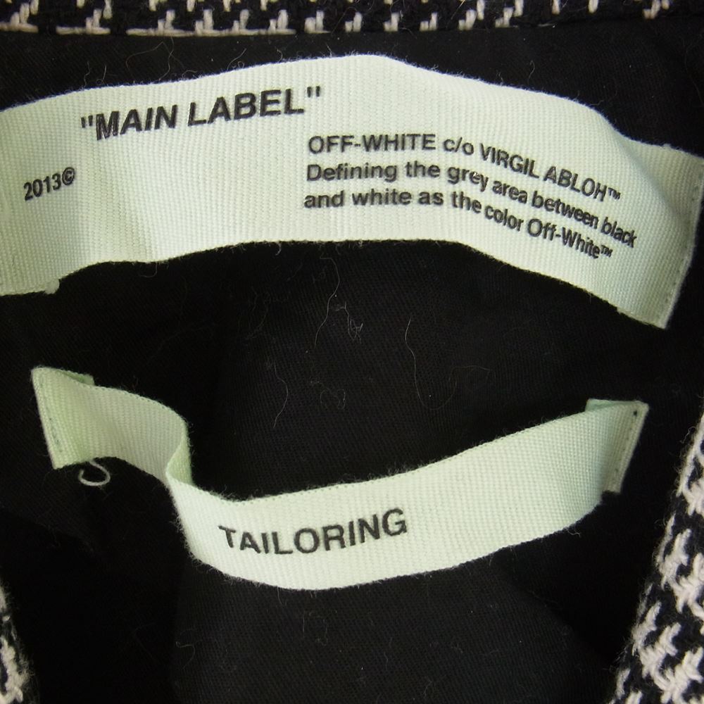 OFF-WHITE オフホワイト ベルト付き チェック コート ブラック系 ホワイト系【中古】
