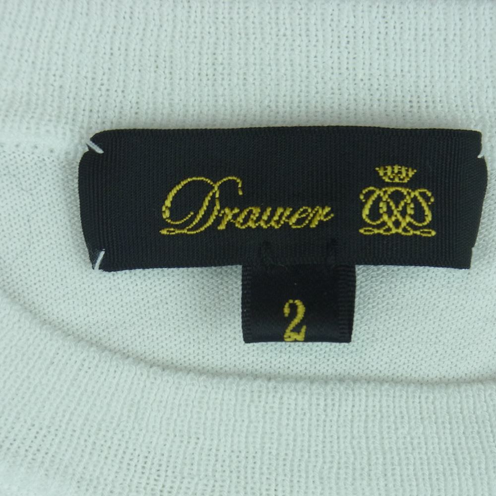 Drawer ドゥロワー 6518-105-0312 D MS CO16G CN PO SSL 16G クルーネック ショートスリーブ 半袖 ニット ホワイト系 2【中古】