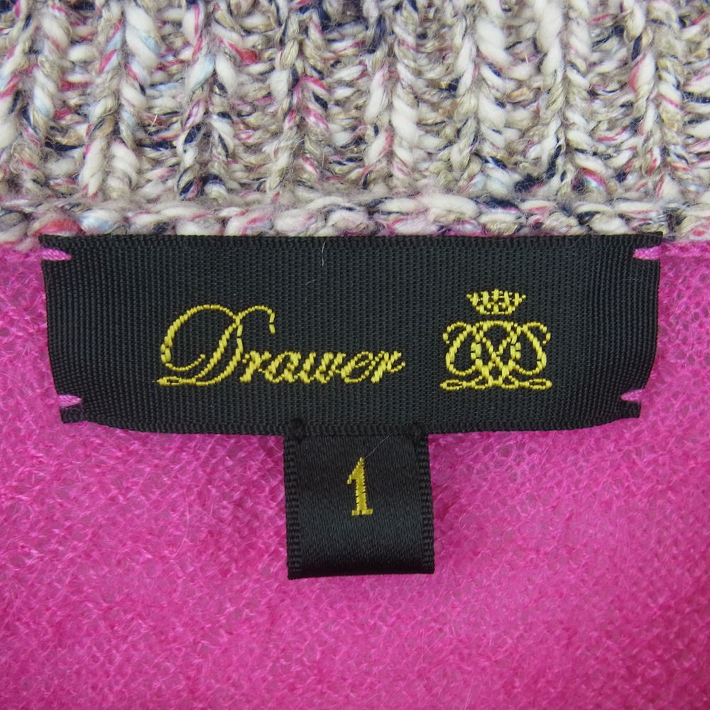 Drawer ドゥロワー 6513-106-0843 ○D CA7G CNPO モヘア カシミヤ クルーネック プルオーバー ニット ピンク系 1【中古】