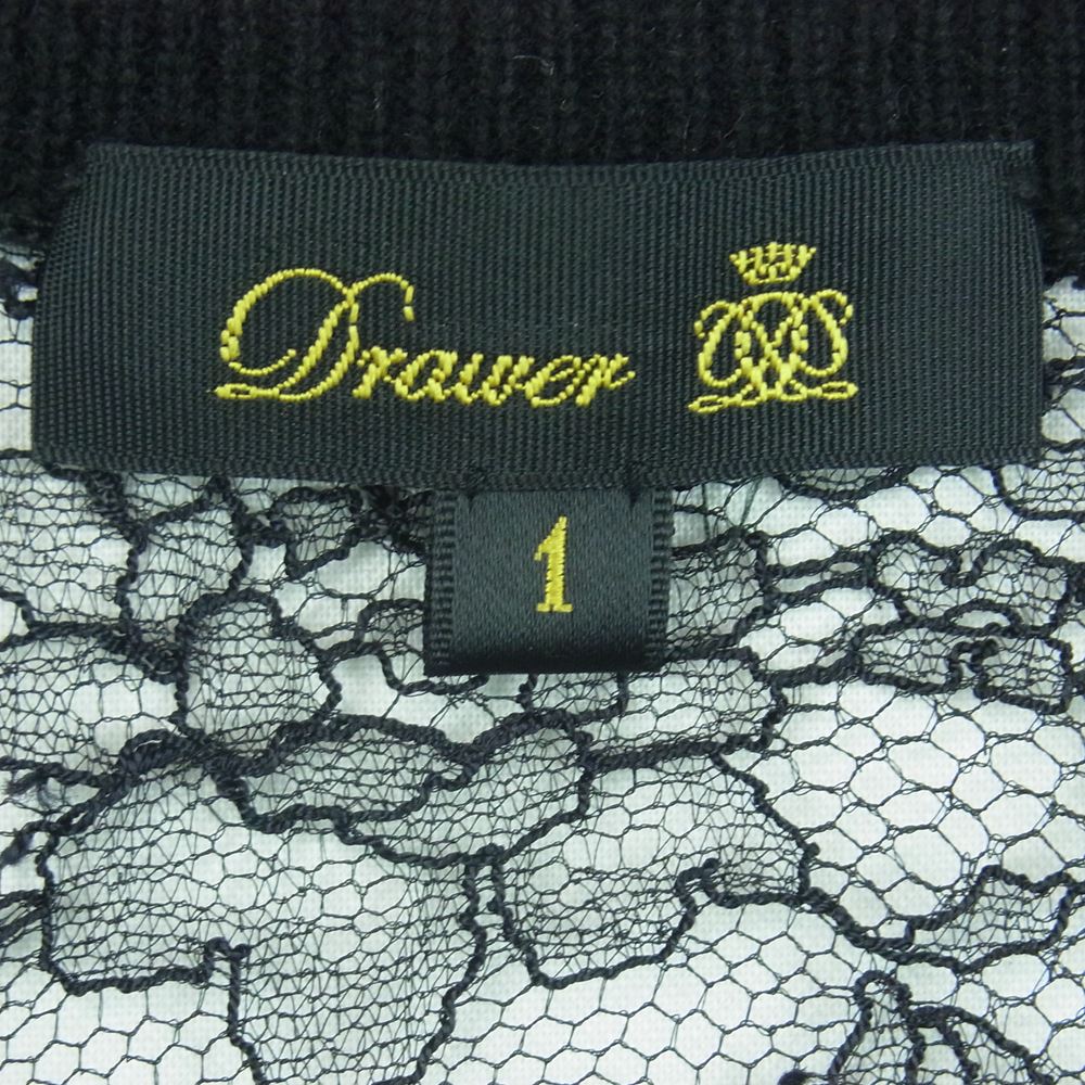 Drawer ドゥロワー 6513-299-0743 D FA1 CA12G LACE V PO 12G 天竺 バックレース Vネック ニット ブラック系 1【中古】