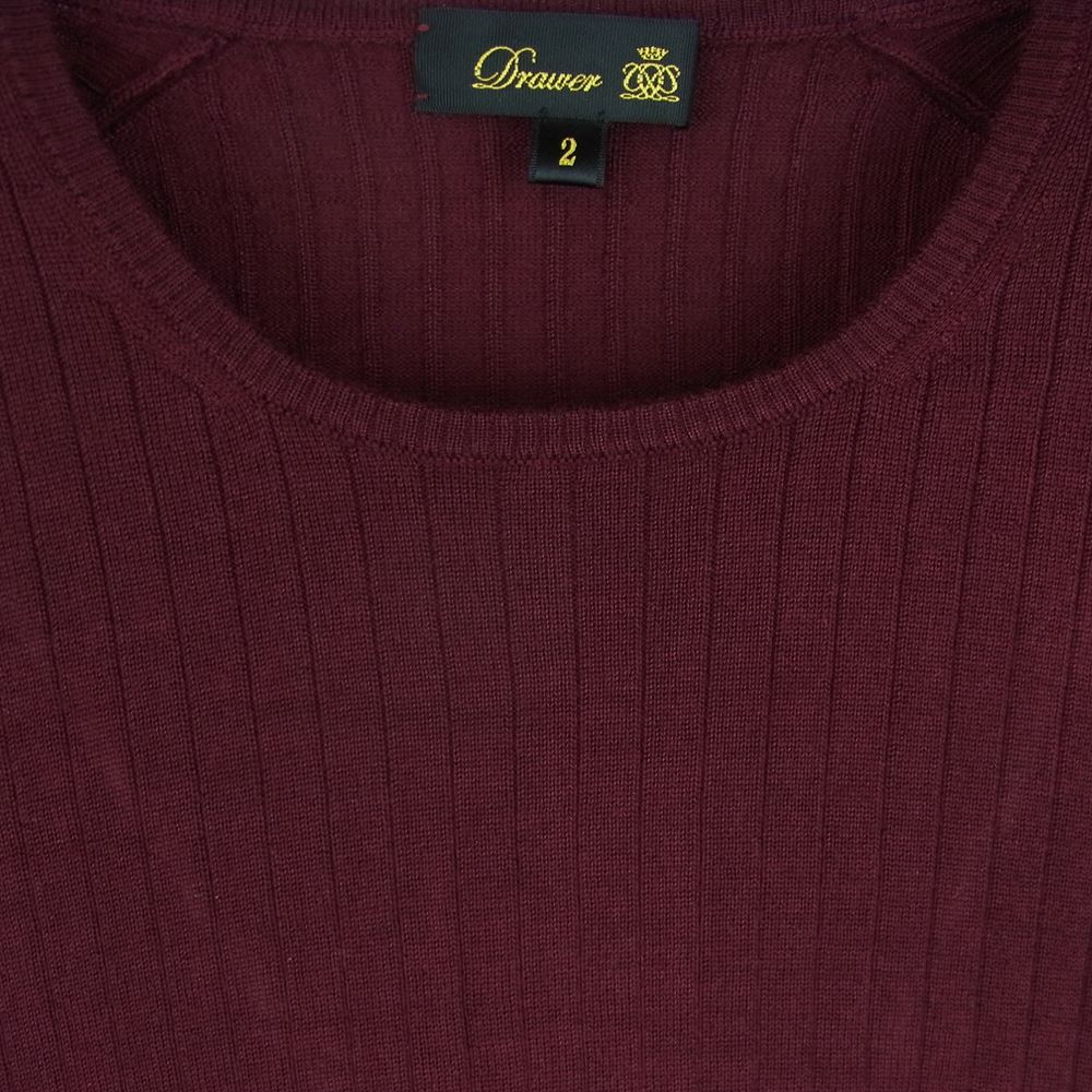 Drawer ドゥロワー 6513-106-0805 D CA/SI 18G RIB CN2 CA/SI カシミヤ シルク 18G リブ クルーネック ニット ワインレッド系 2【中古】