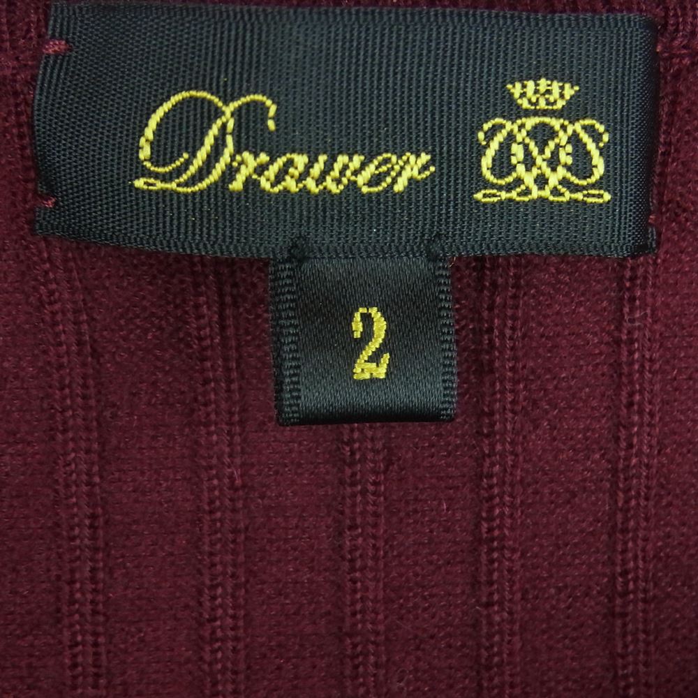 Drawer ドゥロワー 6513-106-0805 D CA/SI 18G RIB CN2 CA/SI カシミヤ シルク 18G リブ クルーネック ニット ワインレッド系 2【中古】