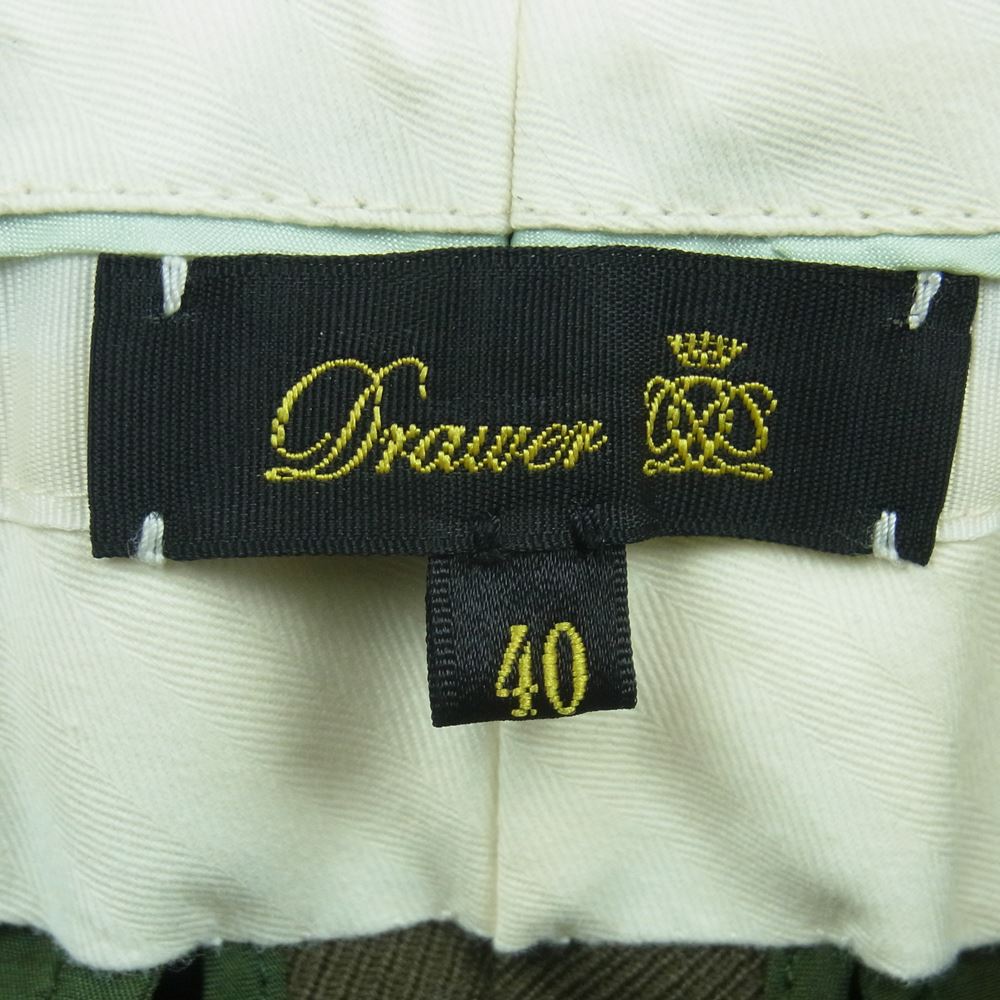 Drawer ドゥロワー D FA1 WO KARSEY PRS PTS カルゼ センタープレス ストレート パンツ カーキ系 40【中古】