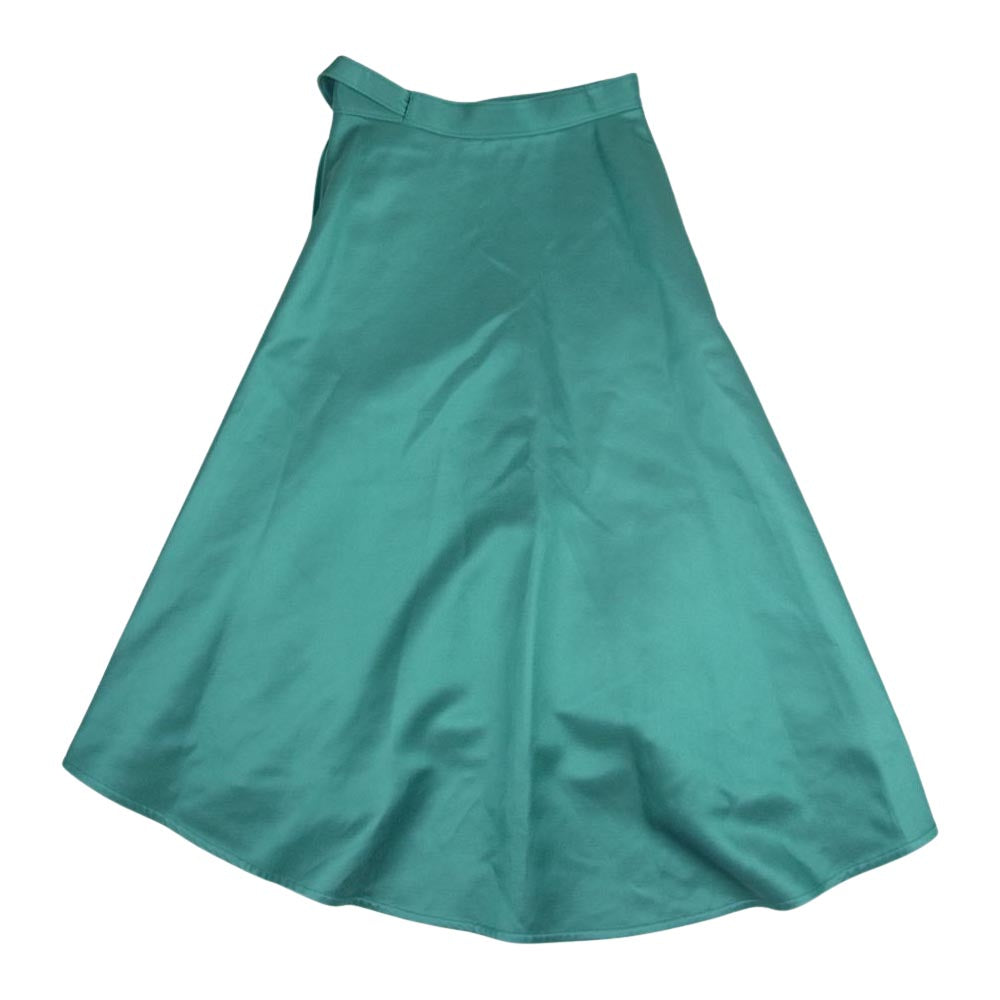 Drawer ドゥロワー 18AW 6524-299-1251 D PRE1 CO/RY WRAP FLRSKT ヘムライン ラップ フレア スカート グリーン系 40【美品】【中古】