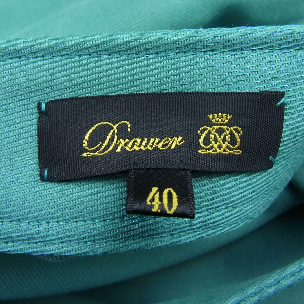 Drawer ドゥロワー 18AW 6524-299-1251 D PRE1 CO/RY WRAP FLRSKT ヘムライン ラップ フレア スカート グリーン系 40【美品】【中古】