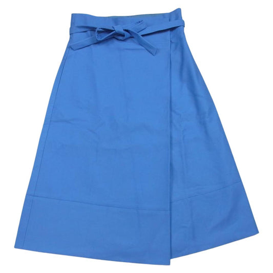 Drawer ドゥロワー 6524-299-1154 D RT2 CO RATINE WRAP SKT ダブルクロス ベルトリボン ラップ フレア スカート ライトブルー系 38【中古】