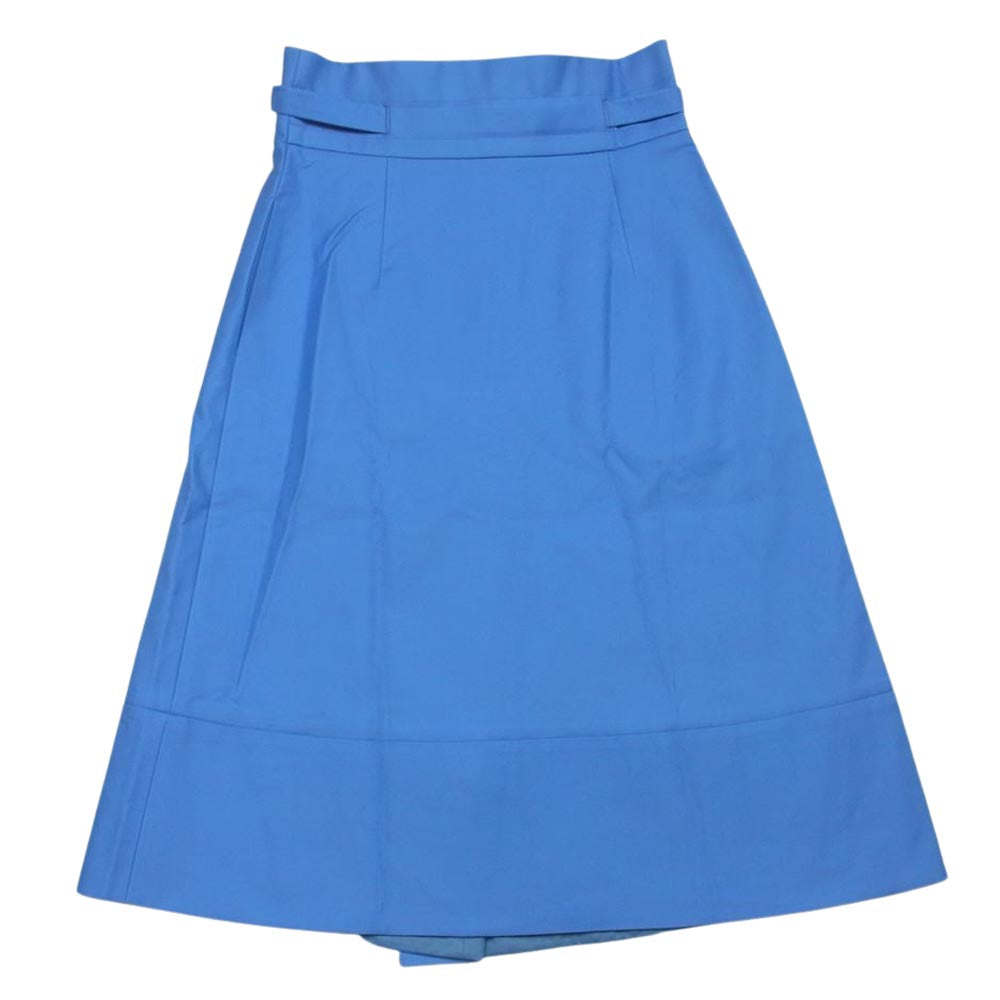 Drawer ドゥロワー 6524-299-1154 D RT2 CO RATINE WRAP SKT ダブルクロス ベルトリボン ラップ フレア スカート ライトブルー系 38【中古】