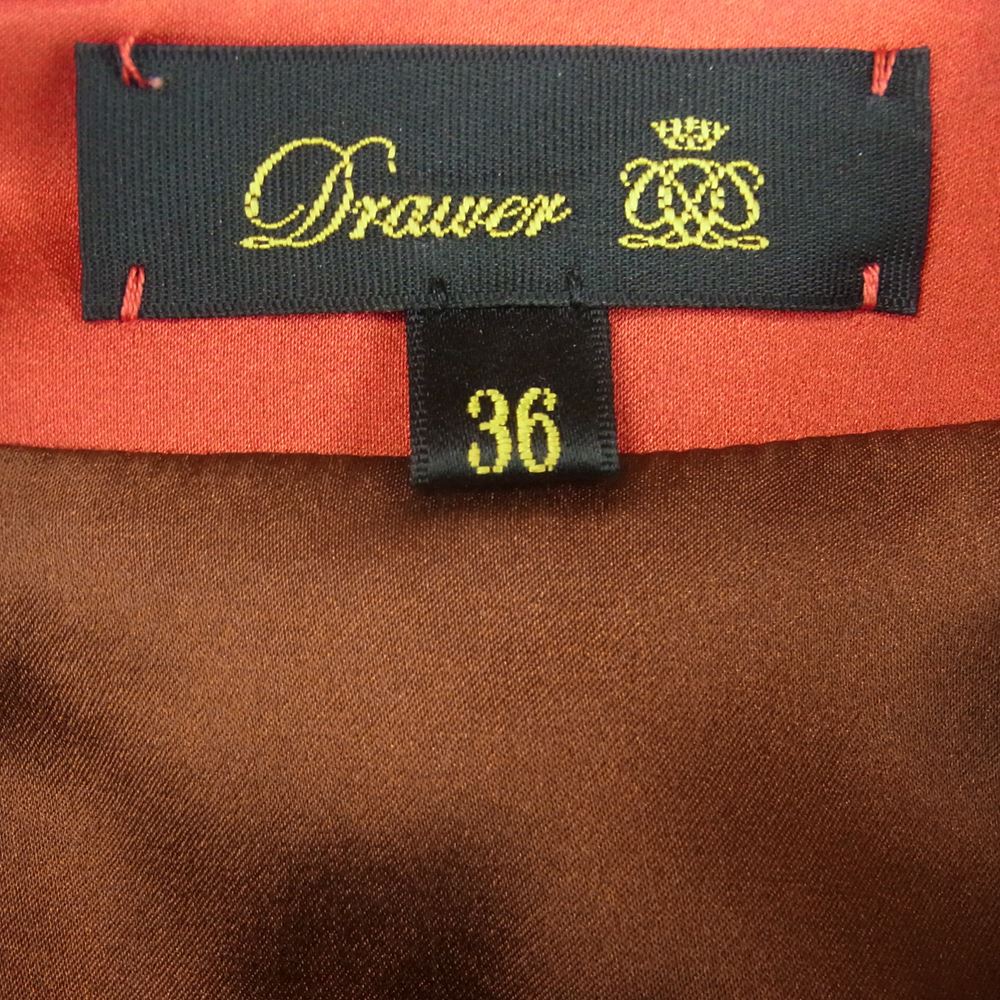 Drawer ドゥロワー 6521-299-0633 D WT1 W/L/C GLNCHK FR BL ツイード グレンチェック フリンジ ブラウス レッド系 36【中古】