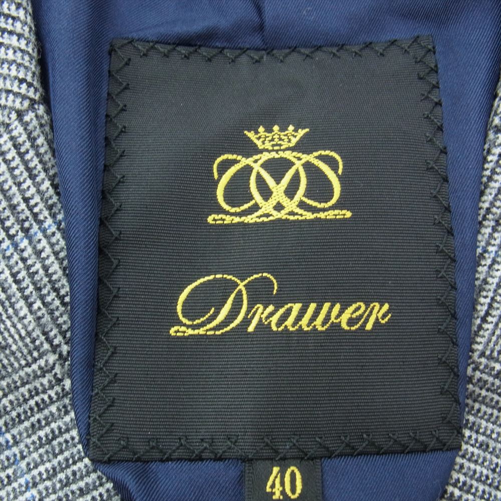 Drawer ドゥロワー 22SS 6522-299-0522 D WT W/GREN TLD JKT 裏地シルク100％ ウール グレンチェック 2B テーラードジャケット グレー系 40【中古】