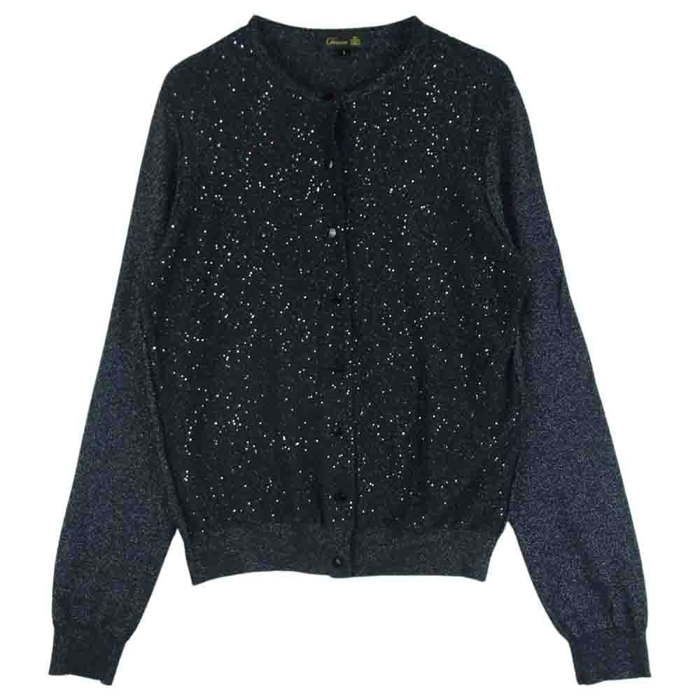Drawer ドゥロワー 6515-106-0357 D PRE1 CA/SI18G LAME CGN カシミア シルク 18G ラメ スパンコール カーディガン ダークグレー系 1【中古】