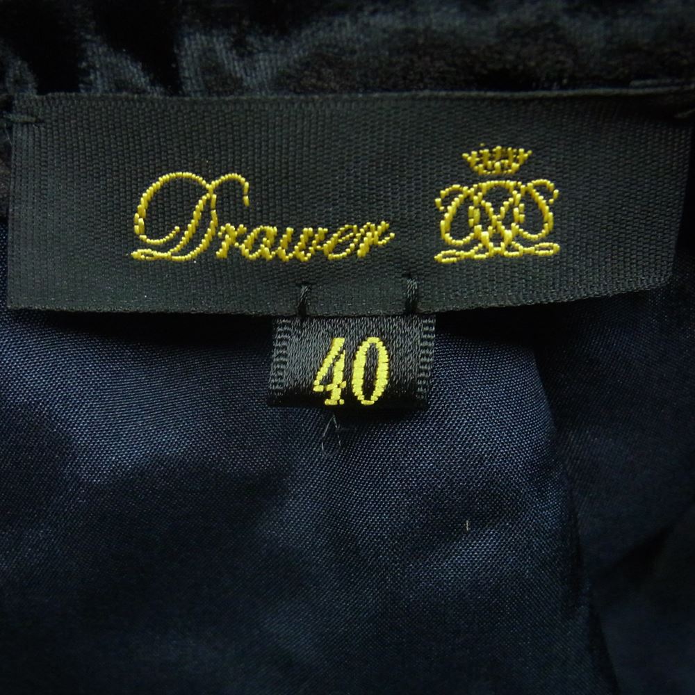 Drawer ドゥロワー 6524-299-1225 スカシジャガード オーガンジー シアーベロアパイピング チェック スカート ダークネイビー系 40【中古】