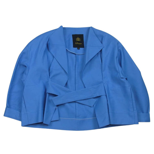 Drawer ドゥロワー 6522-299-0523 D RT2 CO RATINE DRPSLVJK ダブルクロス ドロップショルダー ジャケット ライトブルー系 36【中古】