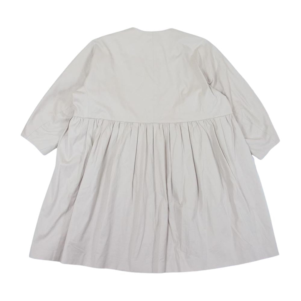 Drawer ドゥロワー 6525-299-0780 2021年モデル コットンギャザー ノーカラー ワンピース コート ベージュ系 36【中古】