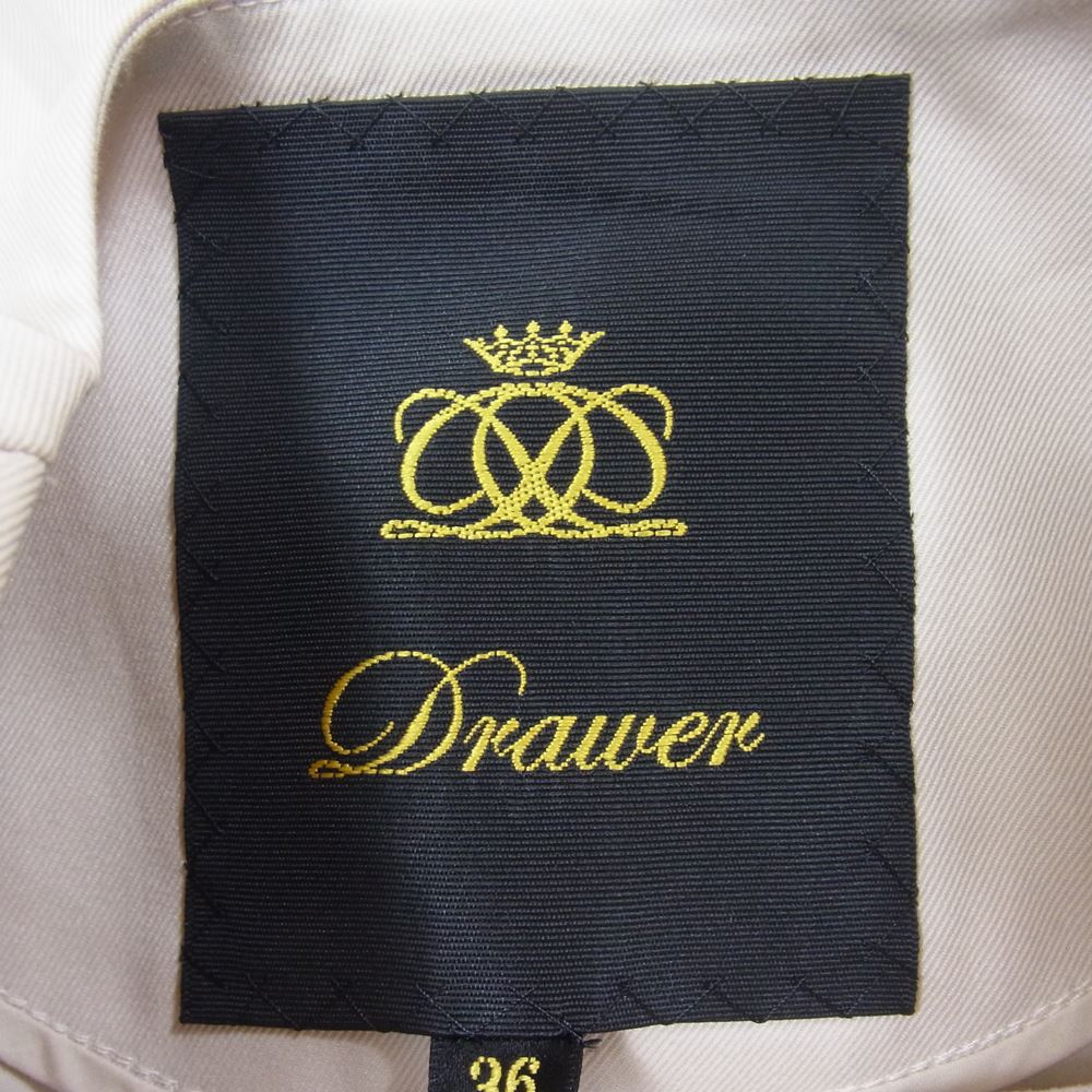 Drawer ドゥロワー 6525-299-0780 2021年モデル コットンギャザー ノーカラー ワンピース コート ベージュ系 36【中古】