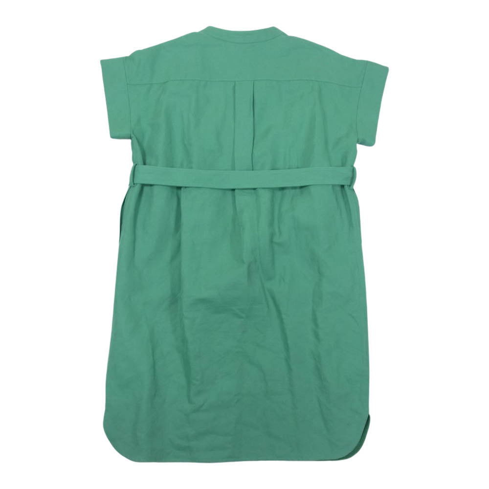 Drawer ドゥロワー 6526-299-0897 コットンツイル スタンドカラー ベルテッド プルオーバ― ワンピース ドレス グリーン系 36【中古】