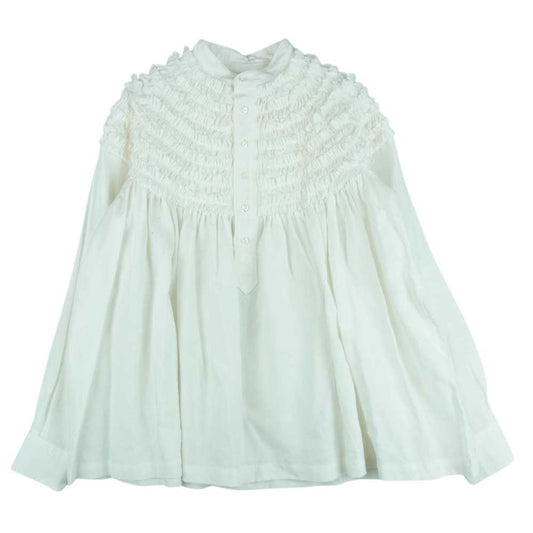 Drawer ドゥロワー 1219-31400 scye サイ別注 リネン100％ 麻 フリル ブラウス 長袖 シャツ 日本製 ホワイト系 40【中古】