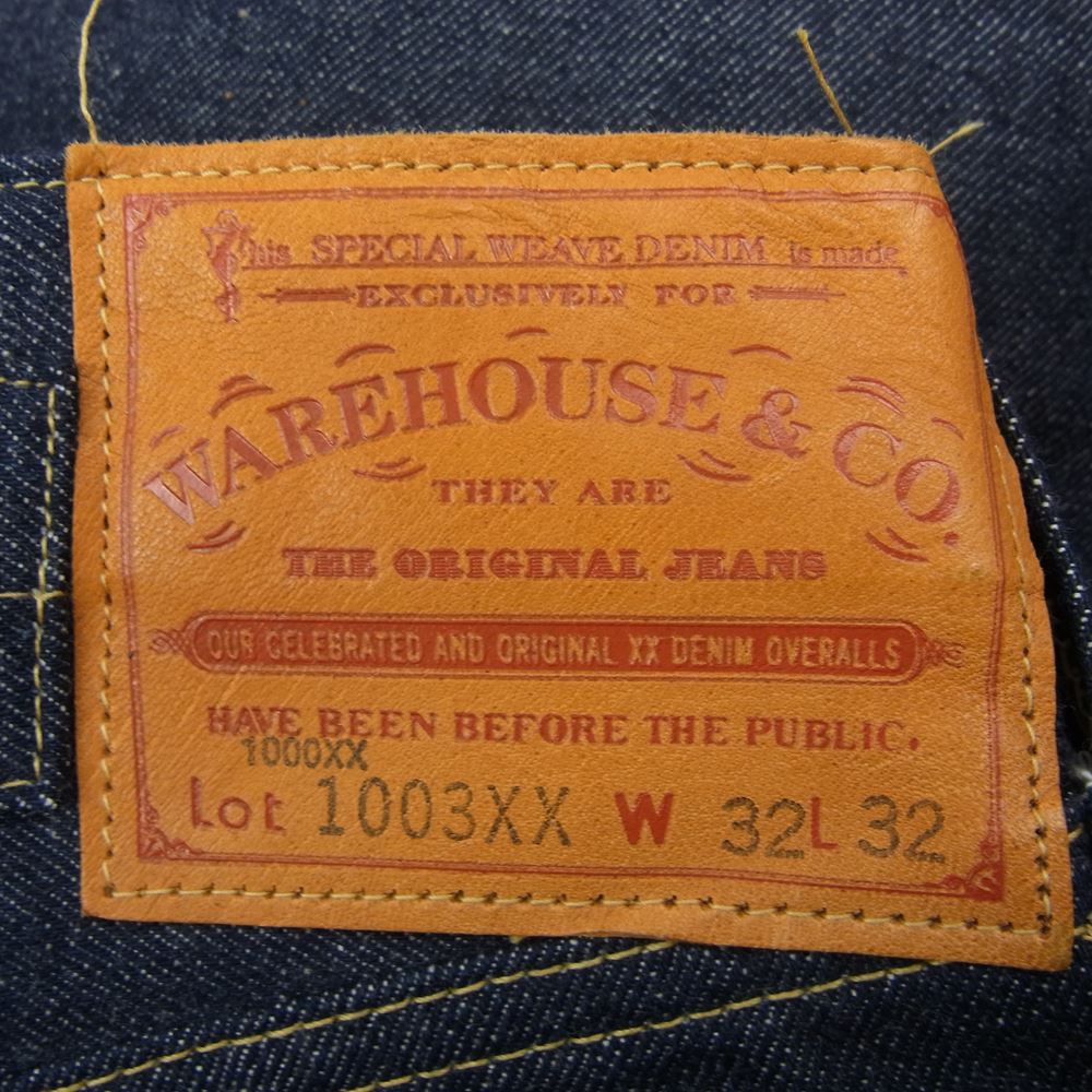 WAREHOUSE ウエアハウス 1003XX Dead Stock Blue デットストックブルー 大戦 1941モデル ノンウォッシュ リジット デニム パンツ インディゴブルー系 32【極上美品】【中古】