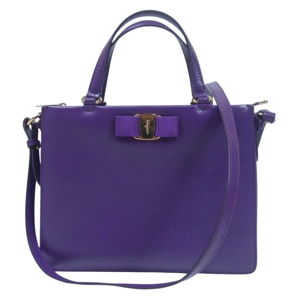 Salvatore Ferragamo サルヴァトーレフェラガモ ヴァラ トレーシー 2WAY ショルダー ハンド バッグ パープル系【中古】