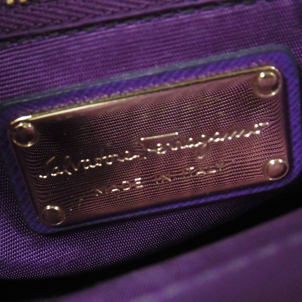 Salvatore Ferragamo サルヴァトーレフェラガモ ヴァラ トレーシー 2WAY ショルダー ハンド バッグ パープル系【中古】