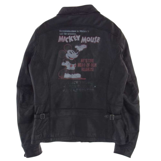 AVIREX アヴィレックス  x Disney ミッキー レザー トラッカー ジャケット ブラック系 XL【中古】