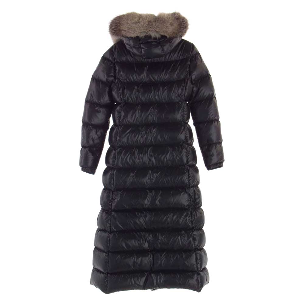 MONCLER モンクレール HUDSON ハドソン ファーフード付き ロング ダウンコート ブラック系 1【中古】
