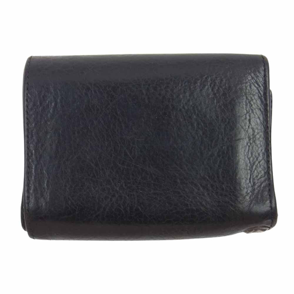 CHROME HEARTS クロムハーツ（原本無） 3FOLD 3フォールド クロスボタン レザー ウォレット 財布 ブラック系【中古】