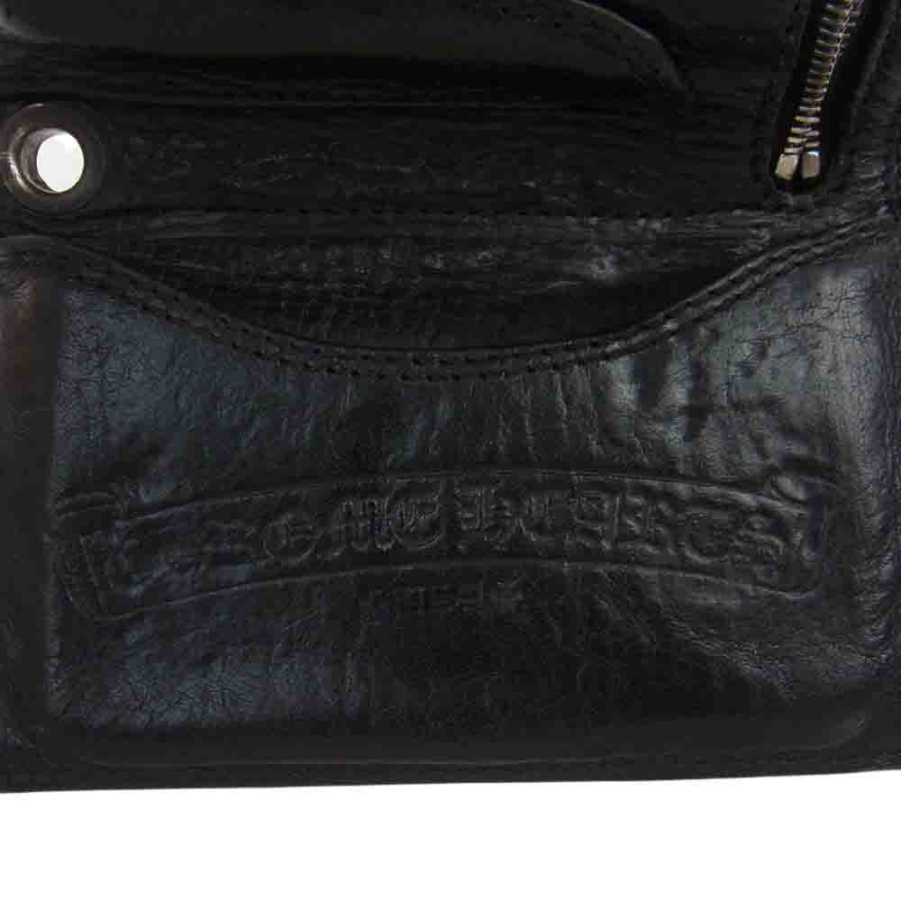 CHROME HEARTS クロムハーツ（原本無） 3FOLD 3フォールド クロスボタン レザー ウォレット 財布 ブラック系【中古】