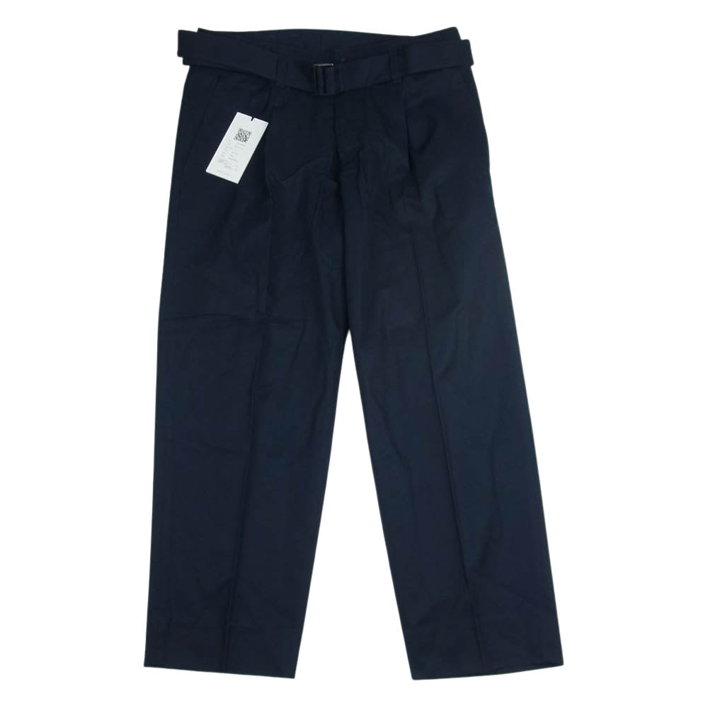 クオン 112PT051301 BELTED PANTS ベルテッド テーパード パンツ ネイビー系 S【新古品】【未使用】【中古】