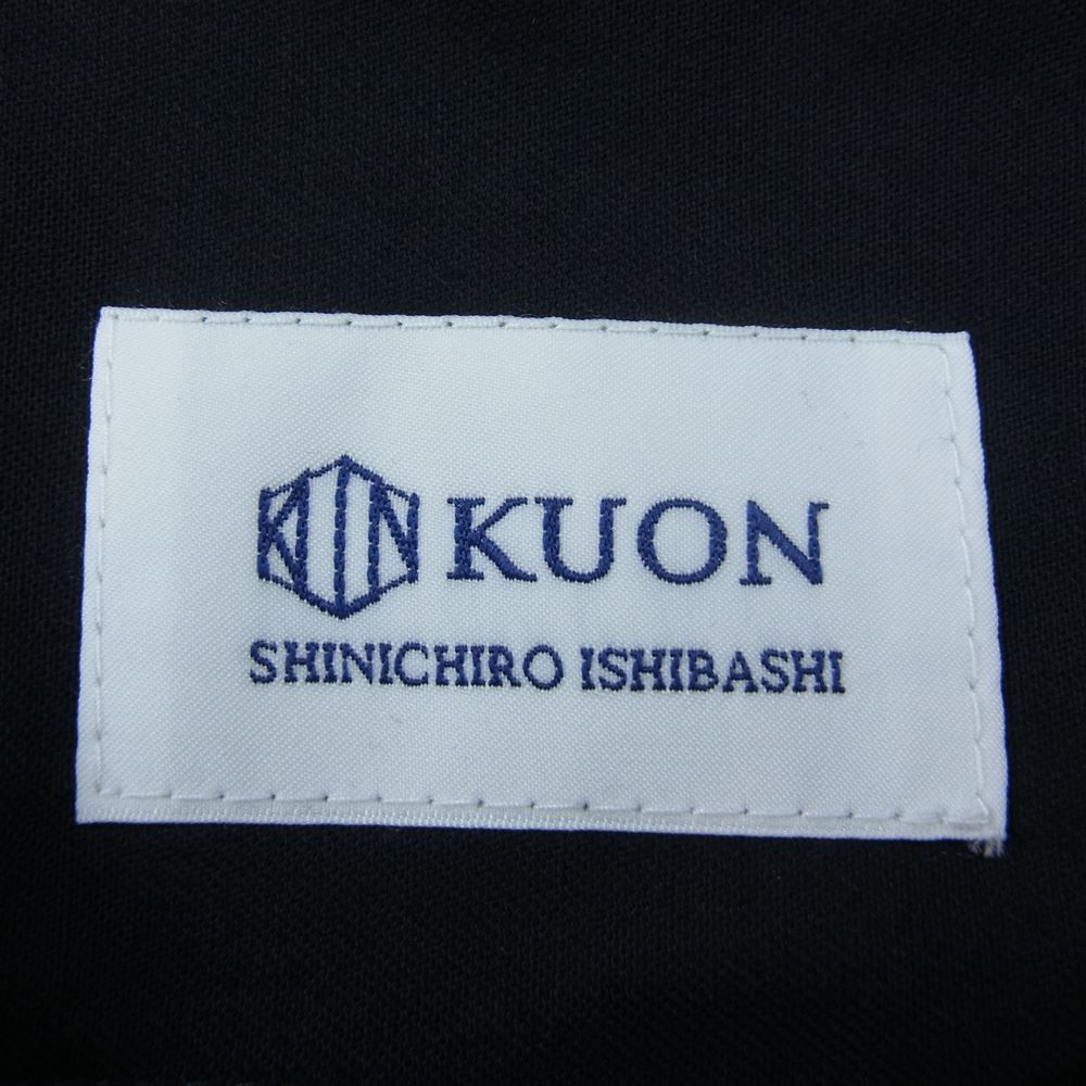 クオン 112PT051301 BELTED PANTS ベルテッド テーパード パンツ ネイビー系 S【新古品】【未使用】【中古】