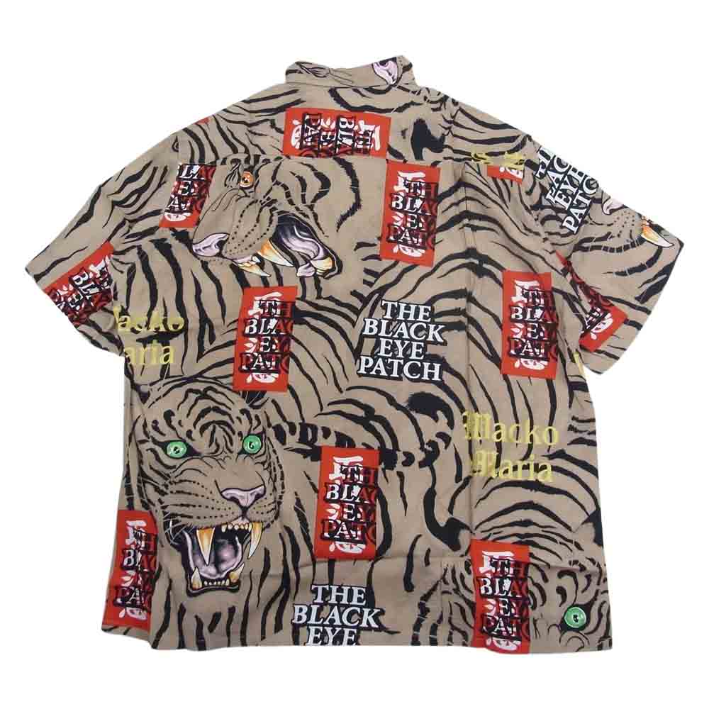 WACKO MARIA ワコマリア BEP-WM-HI01 BLACK EYE PATCH HAWAIIAN S/S SHIRT 黒眼帯 ブラックアイパッチ ハワイアン アロハ 半袖 シャツ ベージュ系 M【新古品】【未使用】【中古】