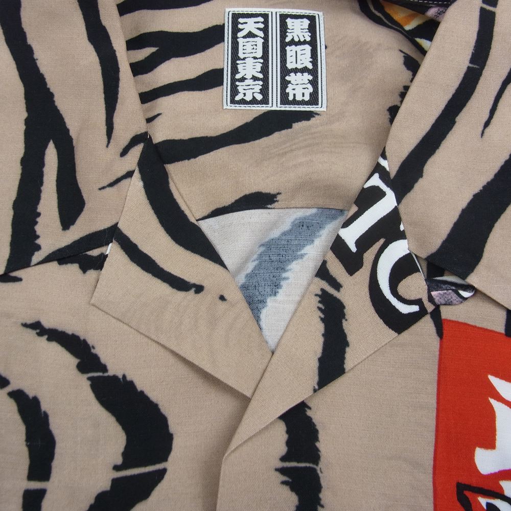 WACKO MARIA ワコマリア BEP-WM-HI01 BLACK EYE PATCH HAWAIIAN S/S SHIRT 黒眼帯 ブラックアイパッチ ハワイアン アロハ 半袖 シャツ ベージュ系 M【新古品】【未使用】【中古】