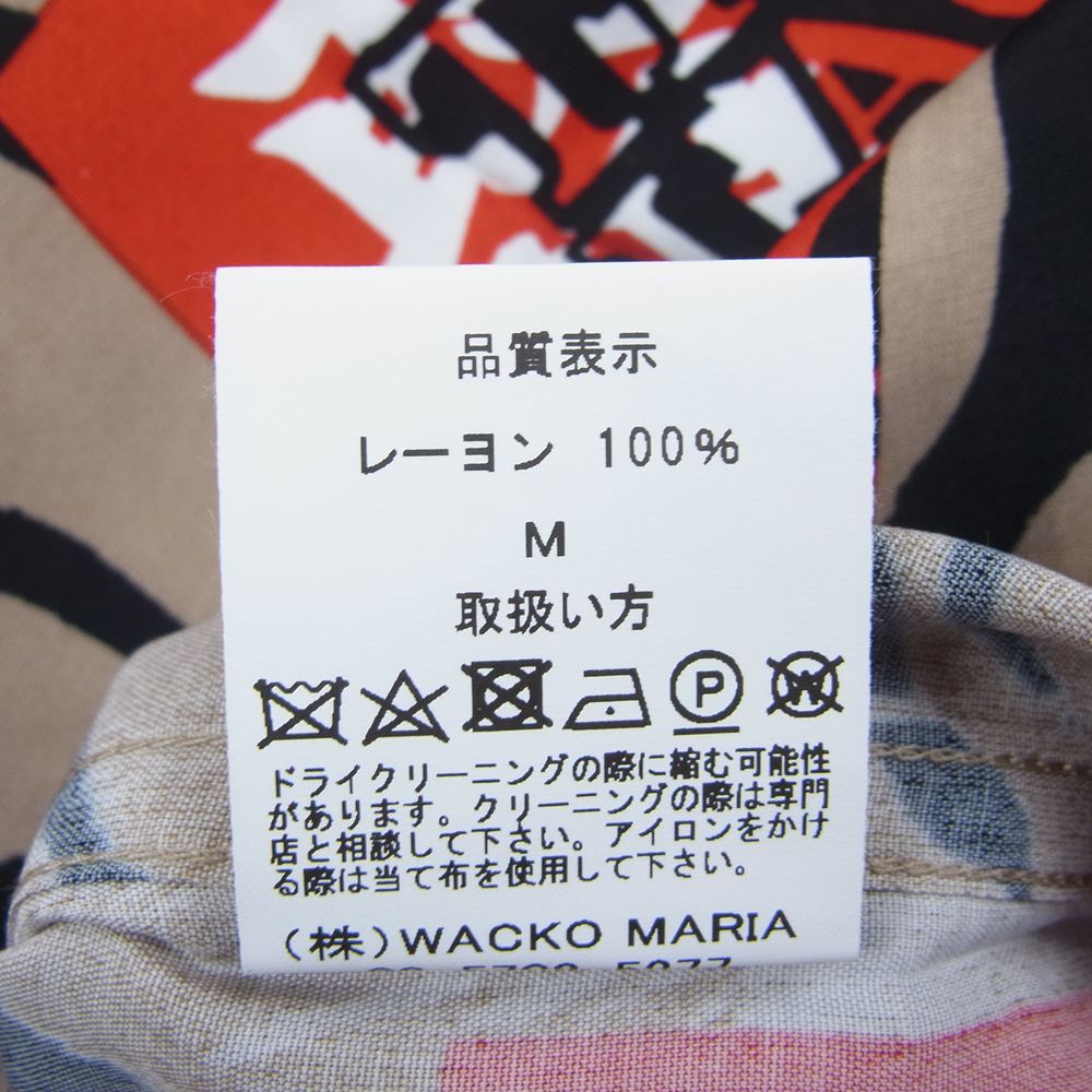 WACKO MARIA ワコマリア BEP-WM-HI01 BLACK EYE PATCH HAWAIIAN S/S SHIRT 黒眼帯 ブラックアイパッチ ハワイアン アロハ 半袖 シャツ ベージュ系 M【新古品】【未使用】【中古】