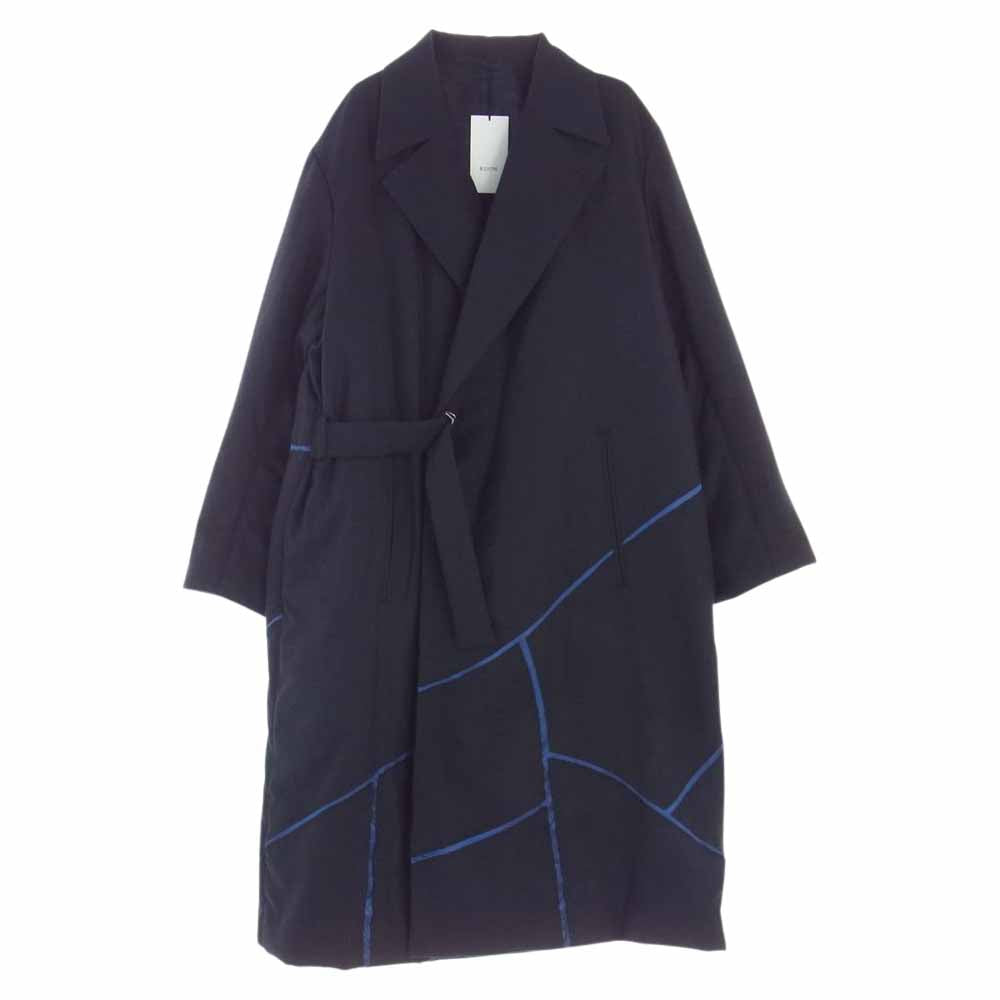 クオン 22AW 142CO010132 KINTSUGI Tielocken Coat 金継ぎ グログラン タイロッケン コート ダークネイビー系 L【新古品】【未使用】【中古】