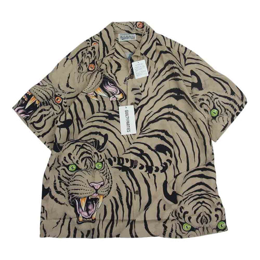 WACKO MARIA ワコマリア 22SS TIMLEHI-WM-HI27 TIM LEHI S/S HAWAIIAN SHIRT TYPE-2 ティムリーハイ アロハシャツ 半袖 ハワイアン シャツ ベージュ系 M【新古品】【未使用】【中古】
