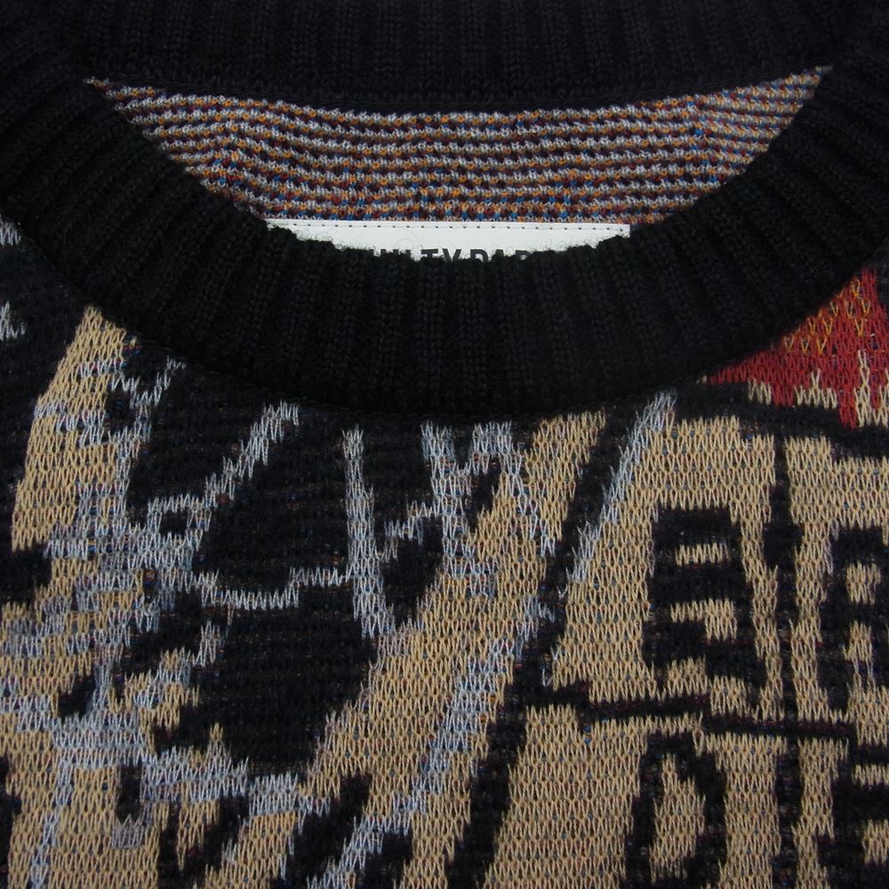 WACKO MARIA ワコマリア 22AW BASQUIAT-WM-KN01 JEAN-MICHEL BASQUIAT CREW NECK SWEATER TYPE1 バスキア クルーネック ジャガード セーター ニット ブラック系 M【新古品】【未使用】【中古】