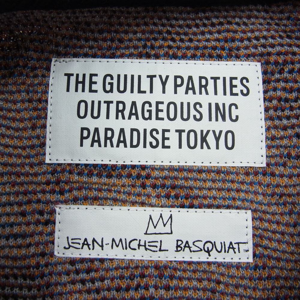 WACKO MARIA ワコマリア 22AW BASQUIAT-WM-KN01 JEAN-MICHEL BASQUIAT CREW NECK SWEATER TYPE1 バスキア クルーネック ジャガード セーター ニット ブラック系 M【新古品】【未使用】【中古】