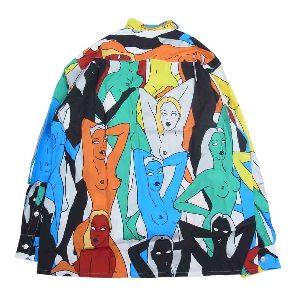 WACKO MARIA ワコマリア 22AW 22FWE-WMS-HI02 HAWAIIAN SHIRT L/S TYPE-1 天国東京百女柄図 ハワイアン 長袖 シャツ ホワイト系 L【新古品】【未使用】【中古】