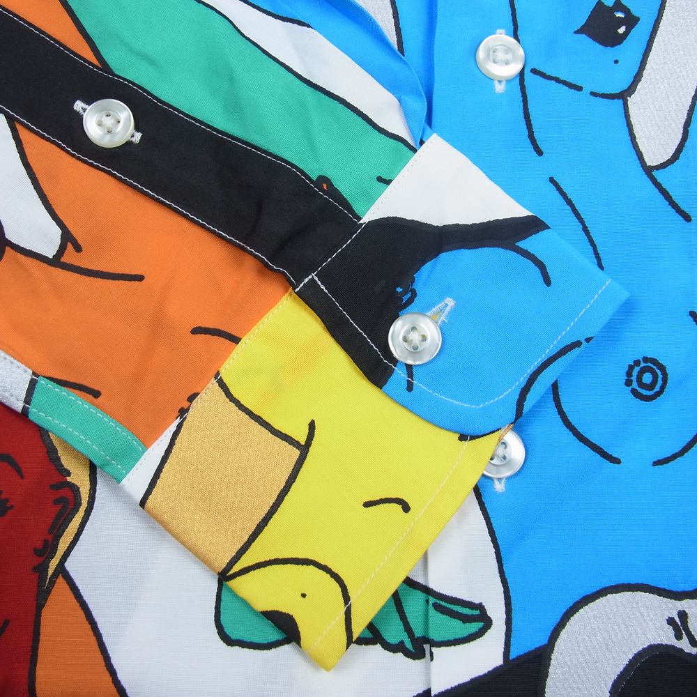 WACKO MARIA ワコマリア 22AW 22FWE-WMS-HI02 HAWAIIAN SHIRT L/S TYPE-1 天国東京百女柄図 ハワイアン 長袖 シャツ ホワイト系 L【新古品】【未使用】【中古】