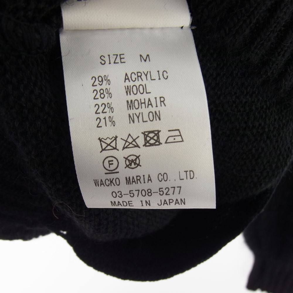 WACKO MARIA ワコマリア 22AW BEP-WM-KN01 BLACK EYE PATCH MOHAIR KNIT CARDIGAN 黒眼帯 ブラックアイパッチ モヘア カーディガン ブラック系 M【新古品】【未使用】【中古】