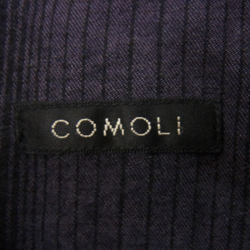 COMOLI コモリ 21AW U03-02010 ウール シルク ワークシャツ ネイビー系 2【新古品】【未使用】【中古】