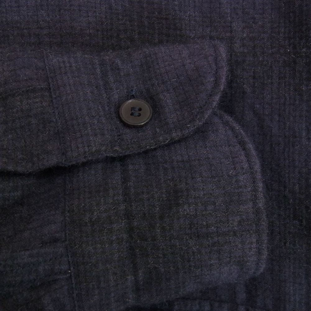 COMOLI コモリ 21AW U03-02010 ウール シルク ワークシャツ ネイビー系 2【新古品】【未使用】【中古】
