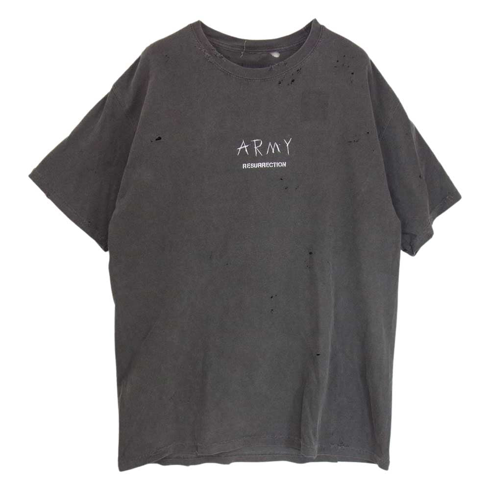 リザレクション FLAGSHIP SHOP 1st anniversary limited design T-shirt ハンドメイド クラッシュ加工 ARMY アーミー 半袖 Tシャツ グレー系 サイズ表記無【中古】